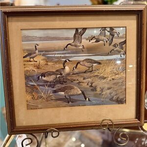 Framed Vintage Goose Art Signed
